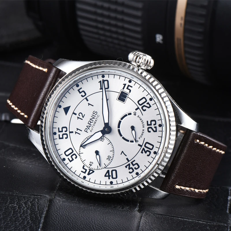 Новые Парнис 45 мм циферблат Автоматические механические Для мужчин мужские часы