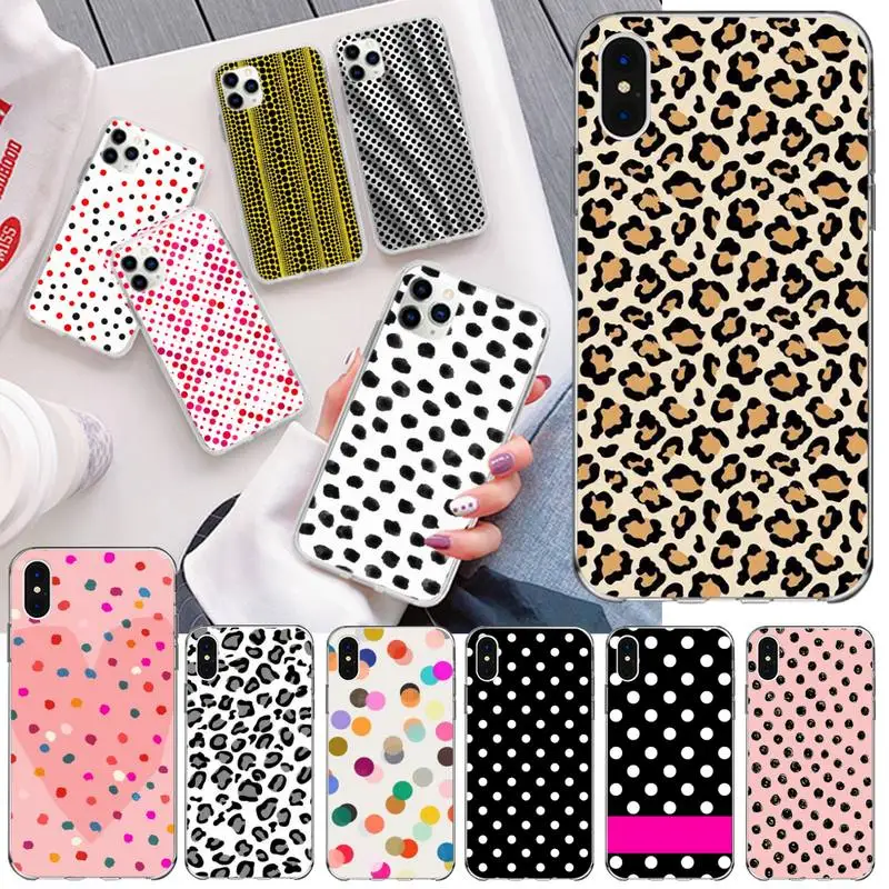 Черный и белый чехол в горошек для телефона iphone 12 11 Pro Max Mini XS 8 7 6 6S Plus X 5S SE 2020 XR