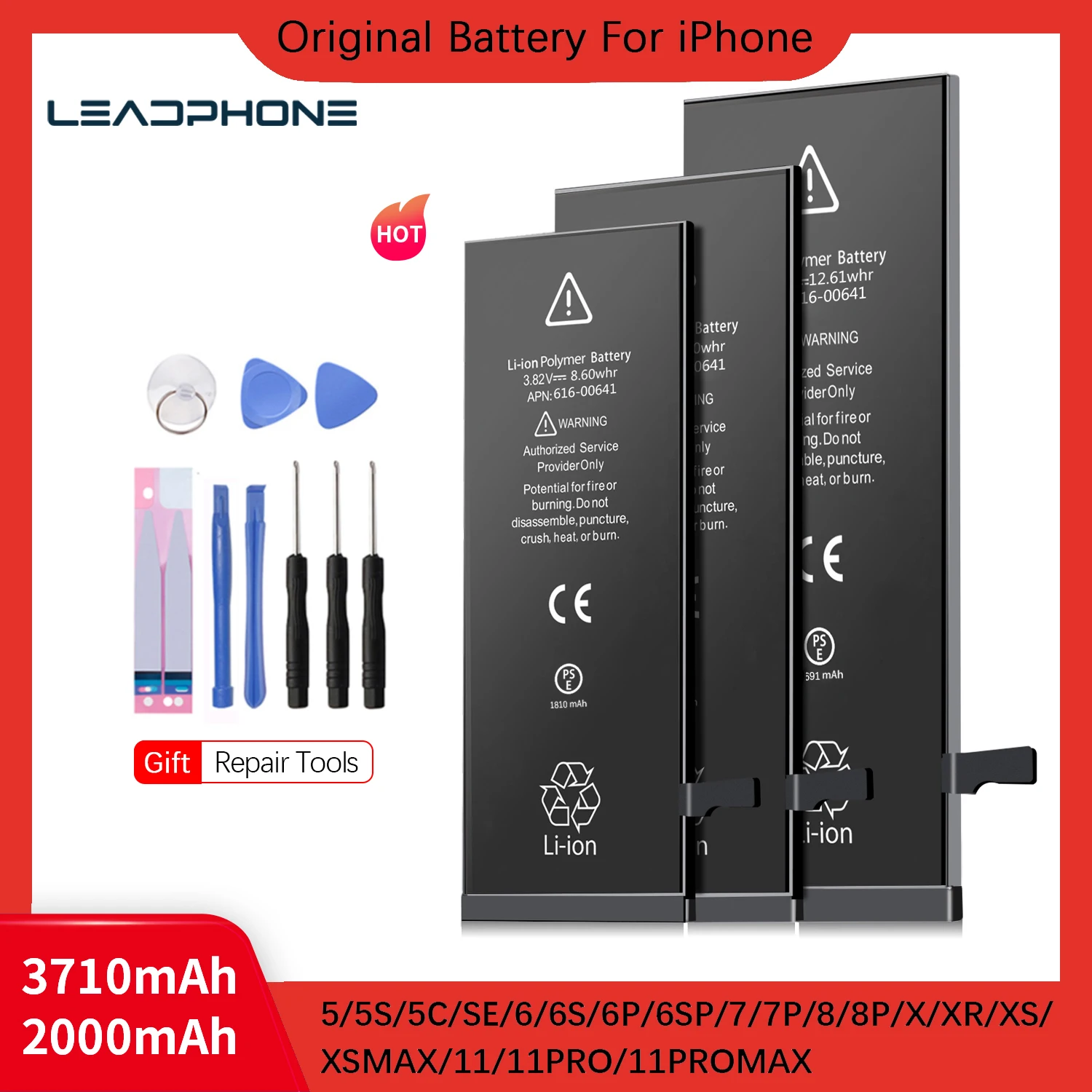 

Bateria para apple iphone se 5S 6s 7 8 plus 5 5c x xr xs max 6p 6sp 7p de alta capacidade li-baterias de polímero + ferramentas