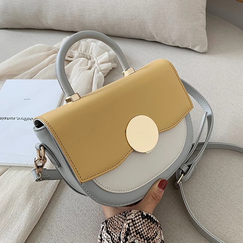 

Contrast color Leather Crossbody Bags For Women 2020 Travel Handbag Fashion Simple Shoulder Messenger Bag Ladies Cross Body Bag