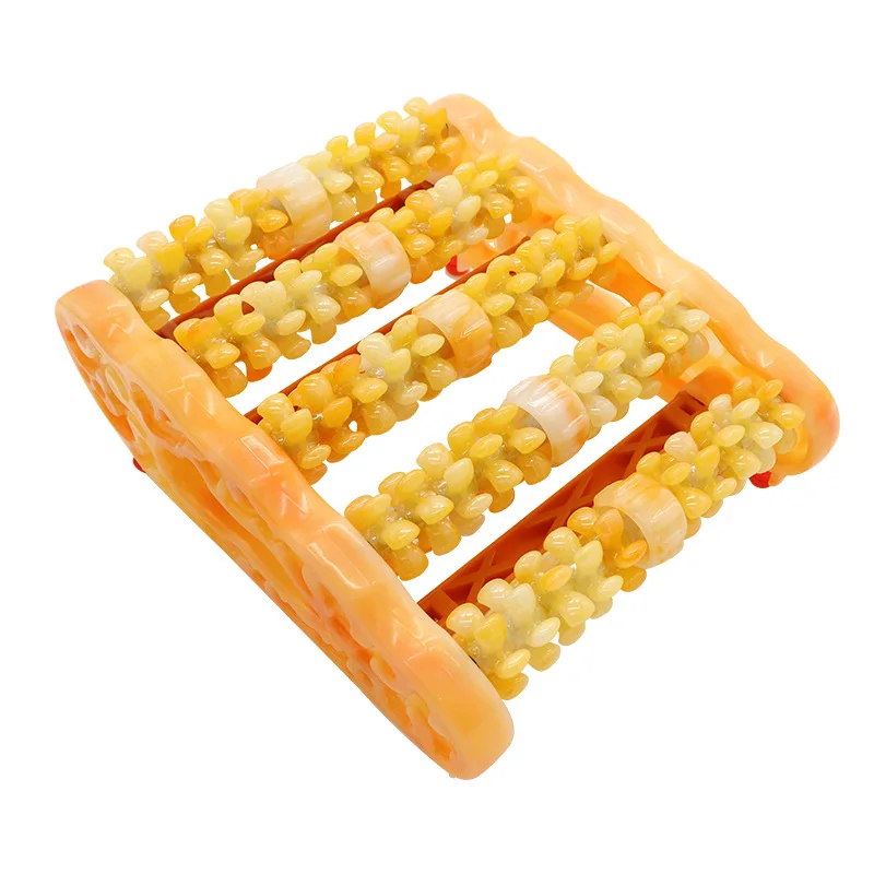 

Plastic Foot Massager Roller Plantar Plastic Acupoint Rub Row of Wood Massage Foot Leg