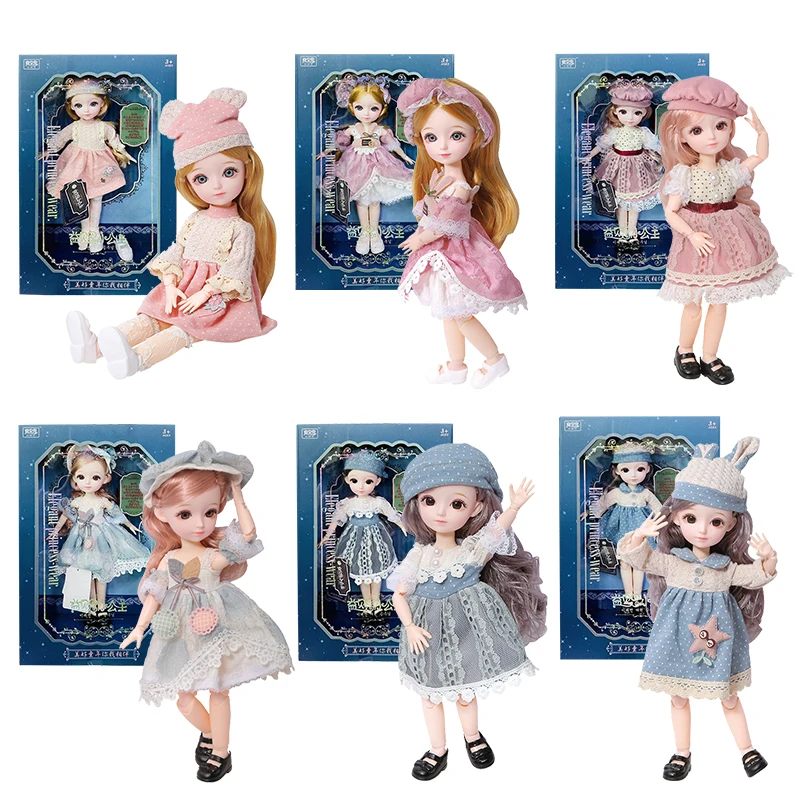 

31cm BJD Doll blyth 12 Inch 23 Movable Joints 1/6 Makeup Dress Up Cute Brown Blue Eyeball Dolls with Fashion Dress for Girls Toy