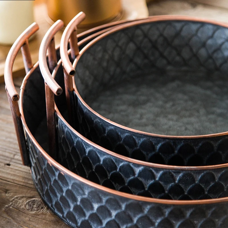 Европейская винтажная корзина для хлеба с фруктами ручной работы Круглые