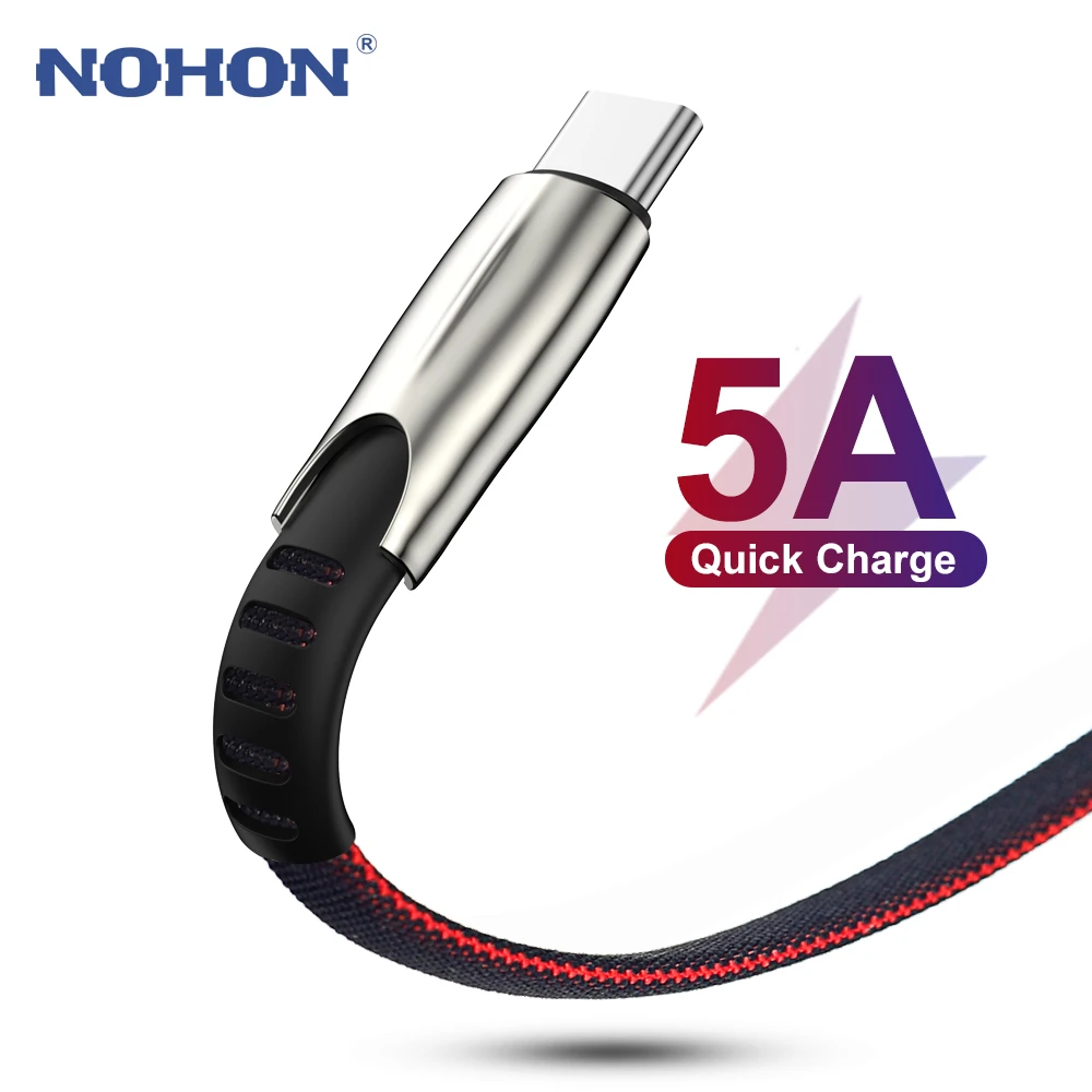 Зарядный кабель Nohon USB Type C 1/2/3 м черный/синий/красный/белый|Кабели для мобильных