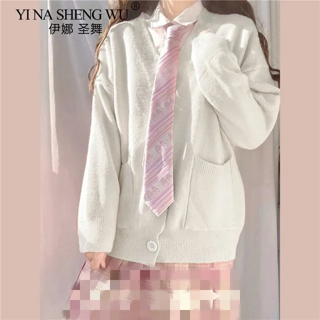

Cosplay JK School Uniform Sweater For Girls Women Long Sleeve Knitted Coat Japanese Sailor Uniform Cardigans Comfortable New