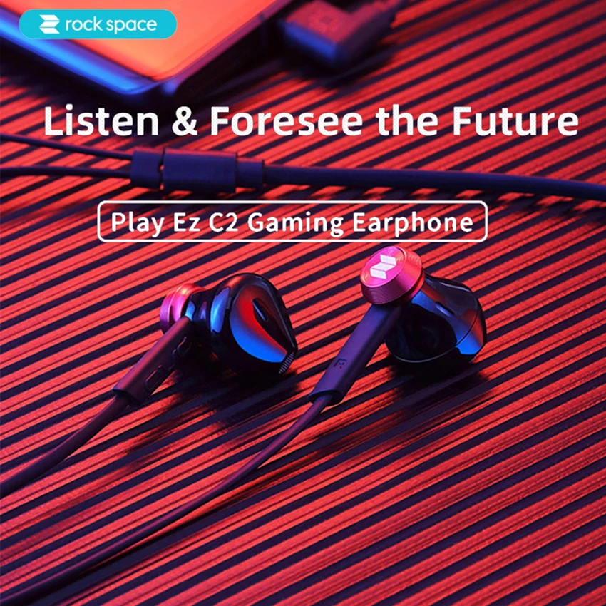 Игровые наушники ROCK SPACE с микрофоном игровые FPS для Pubg полунаушники вкладыши