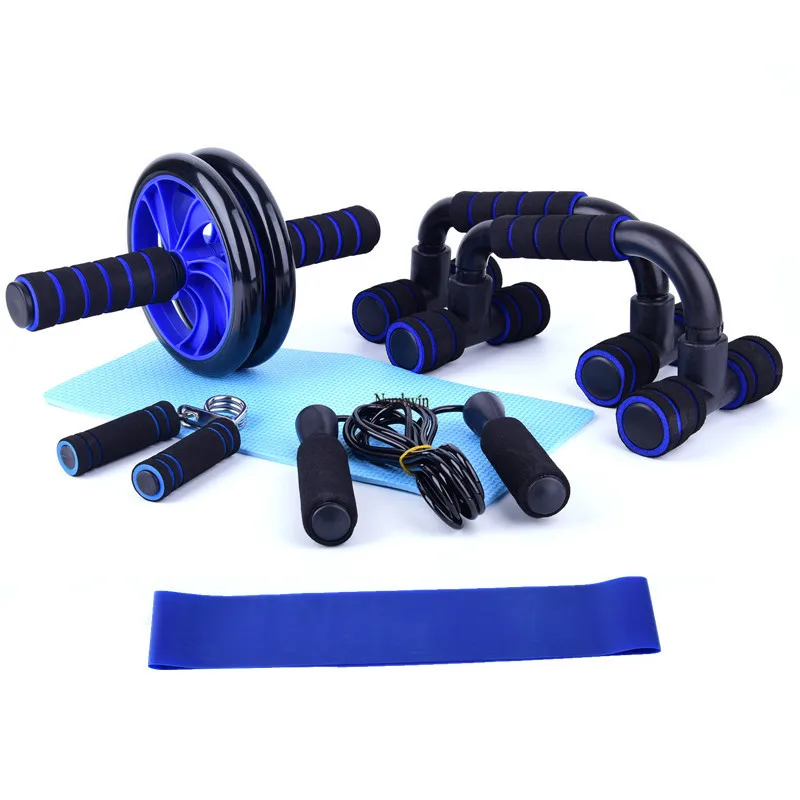 Набор для фитнеса Ab Roller Wheel 7 комплектов с коленным ковриком скакалка пуш-ап бар