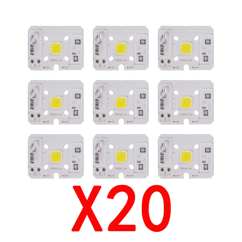 

20pcs/lot COB LED Lamp CHIP 220V 10W Outdoor Lights Lighting Lampara Lampada Bombilla LED Bulb For Floodlight DIY No Need Drive