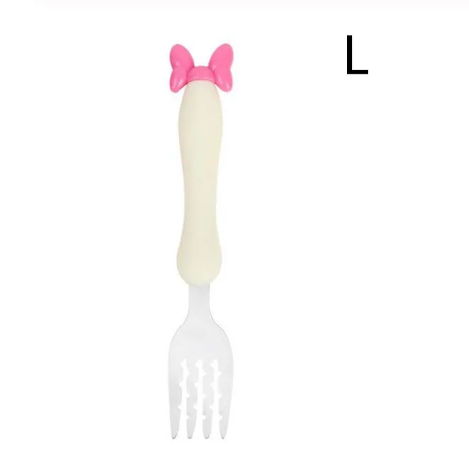 fork l 1/2 шт. детский набор ложка и вилка безопасности Нержавеющая сталь кормления столовых приборов изображением героини мультфильма «Леди кормушки посуда ложка для кормления посуда - Цвет: fork l