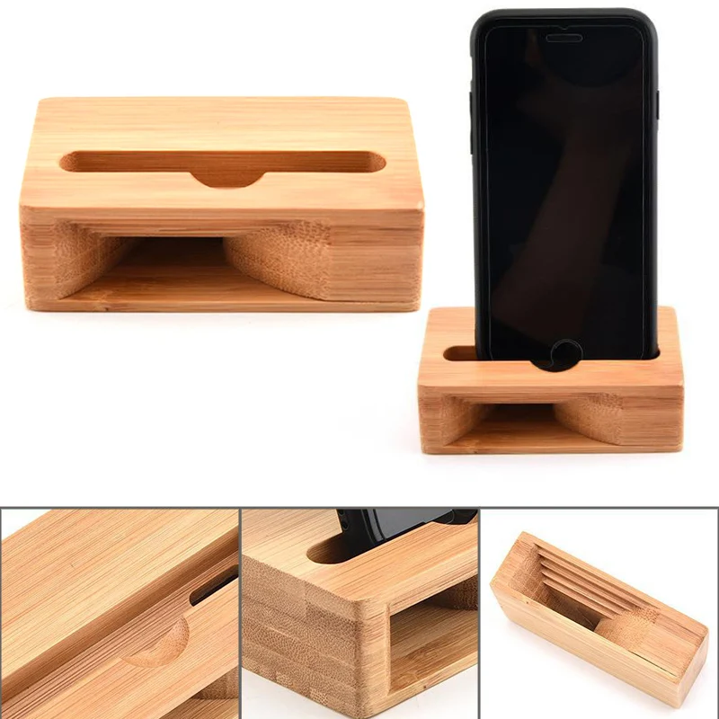 

Phone Sound Amplifier Universal Bamboo Mobile Holder Stand Cellphone Loudspeaker