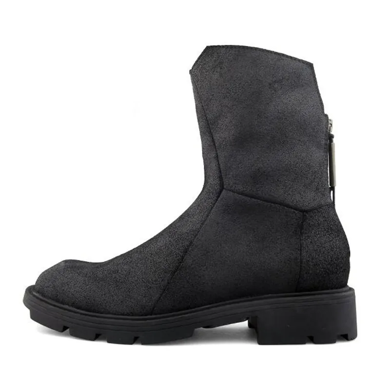 Мужские ковбойские ботинки из натуральной кожи Винтажные на молнии в стиле