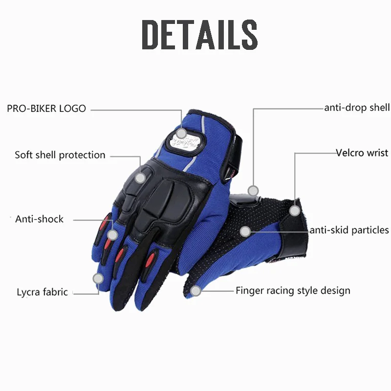 Мотоциклетные Перчатки PRO-BIKER кожаные защитные перчатки с полными пальцами для