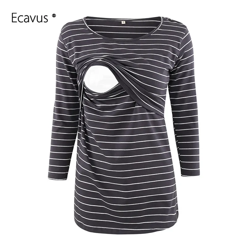 Топ для беременных полосатая Ультрамягкая рубашка с рукавами 3/4 женская одежда
