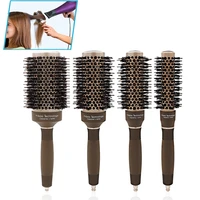 boar bristle styling hair brush straightener ceramic straightening brush 4pcsset professional wooden round hair comb ceramics