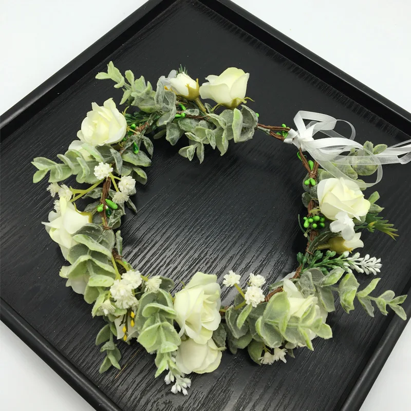 

Camellia Flower Wreath Crown Festival Headband Women Hair Accessories Headdress Girl Floral Garland Wedding Floral Headwear