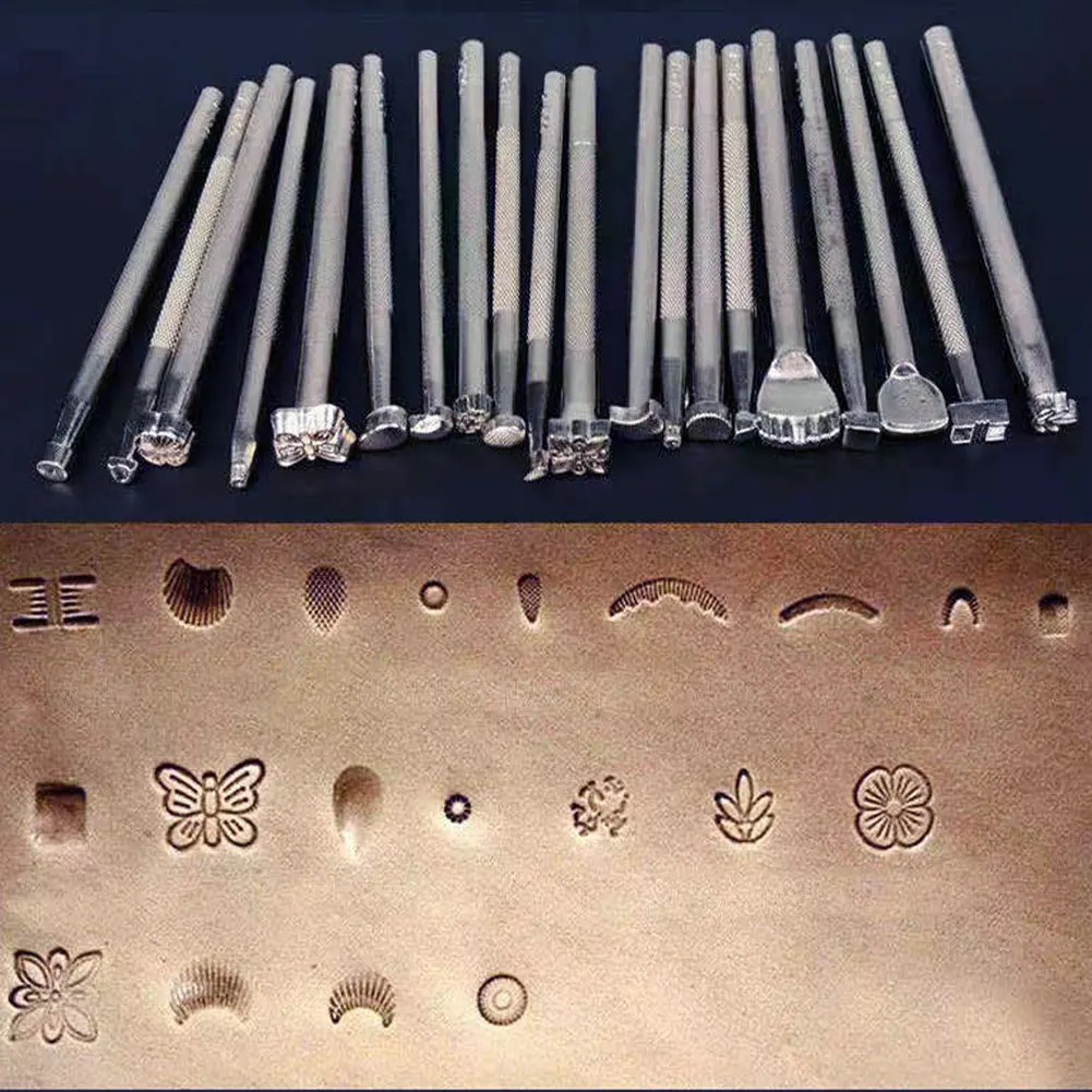

20x Leather Printing Tool Alloy Carving Hand Making Craft Punch Stamp Sculpture Printed DIY Metal Leather Working Saddle Staming