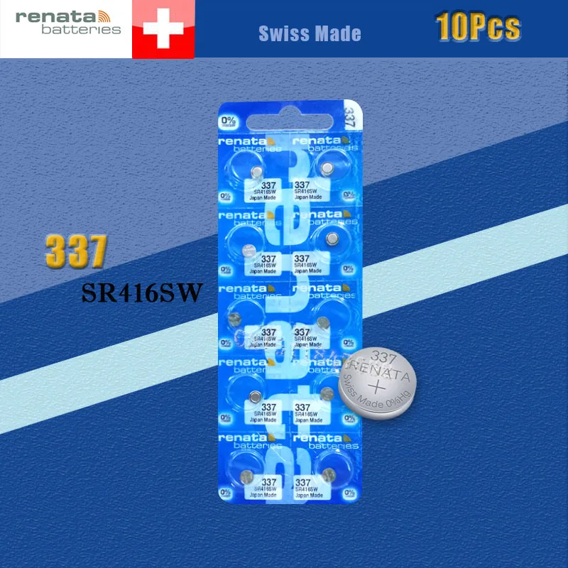 10 шт. Renata Швейцарский аккумулятор 337 SR416SW 1 55 в для часов серебристые RENATA