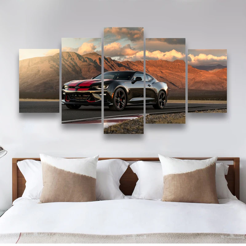 

Modern Wall Art Canvas Paintings Chevrolet Camaro 5pcs canvas Car View Vehicle Posters and Prints for Living Room Decor Cuadros
