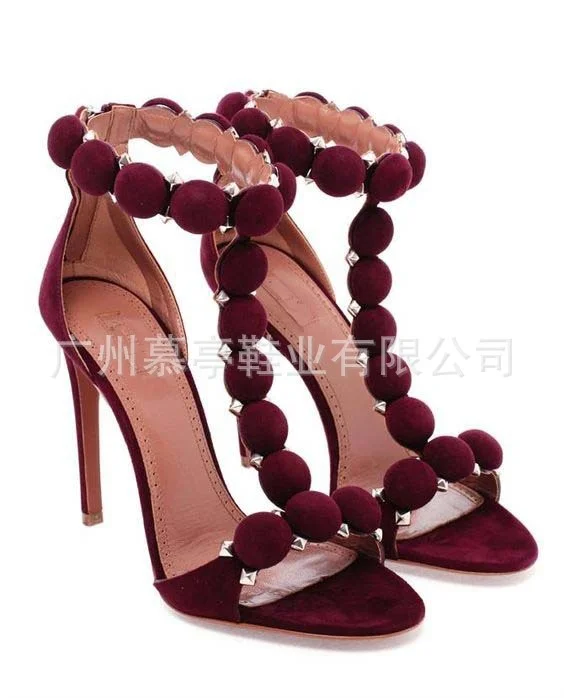 

Roman style new solid suede button rivet sandals women sandals