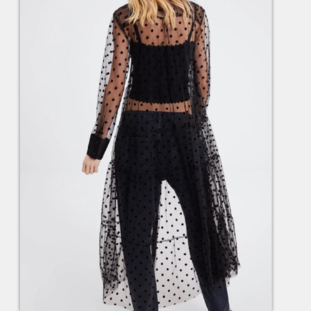 Женское Прозрачное платье в горошек повседневное винтажное длинное из тюля на