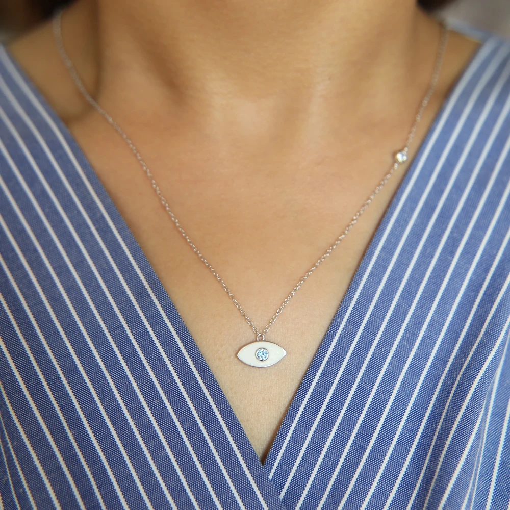 925 серебро с сапфирами cz камнем глаз форма кулон искусственной белой жемчужиной