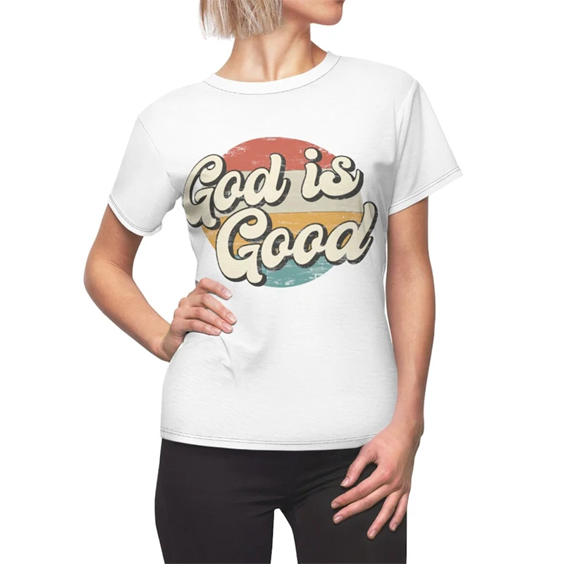 

Женские Ретро футболки God Is Good, хлопковые винтажные Графические футболки, религиозная одежда, уличная одежда, христианская футболка, топ, Пр...