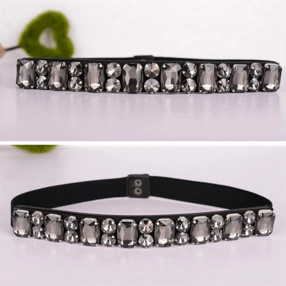 Элегантный женский обтягивающий пояс Женский винтажный черный кристалл широкие