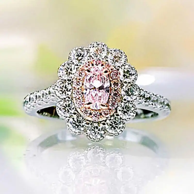 

Charms 925 Sterling Silver 3*5mm Pink Quartz Topaz Lab Diamond Gemstone Rings For Women Wedding Cocktail Party Fine Jewelry Gift