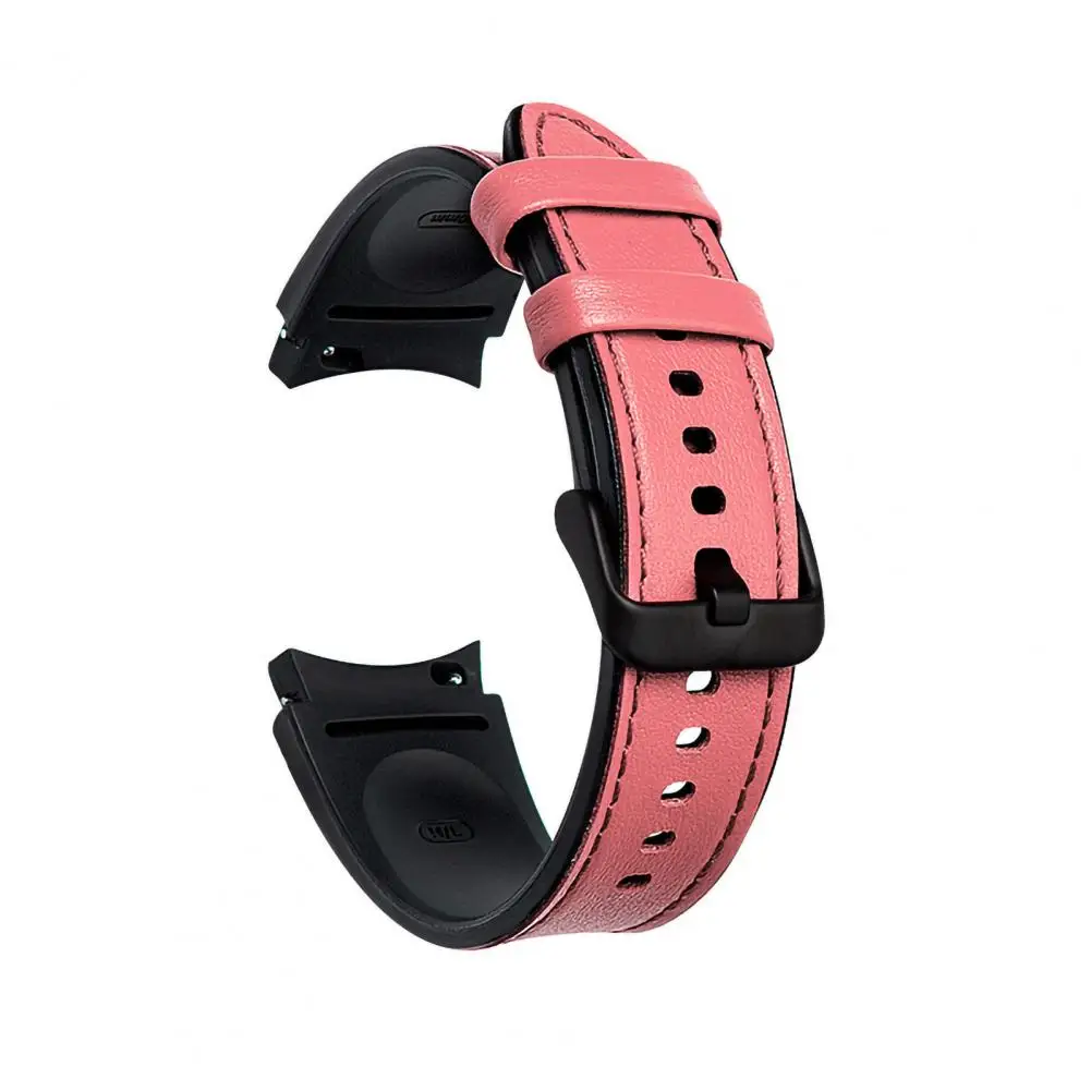 

Soft Replacement Metal Buckle Silicone Faux Leather Wristband Bracelet for Samsung Galaxy Watch 4/Watch Classic 44mm 40mm