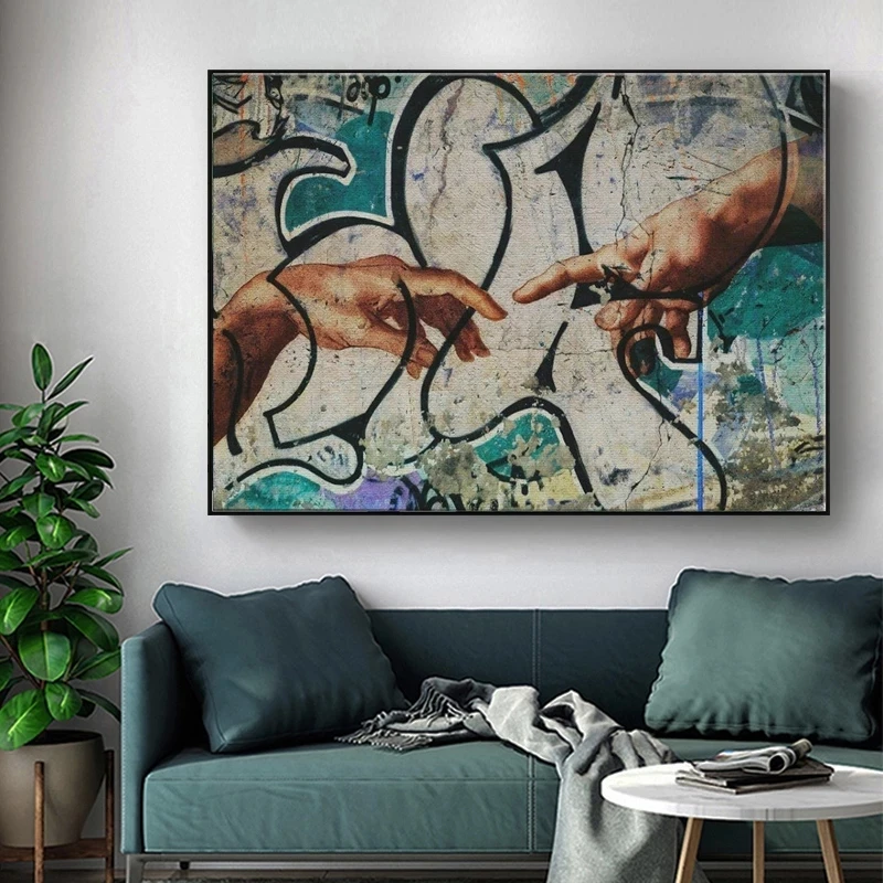 

Street Graffiti Wall Art Canvas Poster and Print Lover Hands Canvas Painting Decorative Wall Picture for Living Room Home Decor