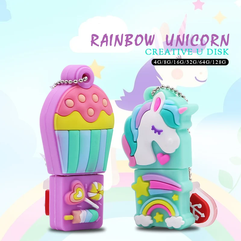 Флэш накопитель usb мультяшный Радужный Единорог 16 ГБ 32 64/128 флэш 2 0|USB
