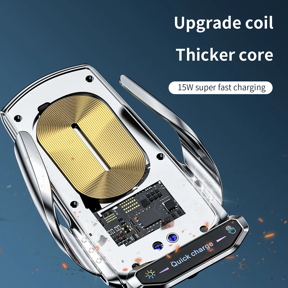 15w car wireless charger for iphone 13 12 samsung s20 note10 infrared automatic phone charge holder universal with magnetic head free global shipping