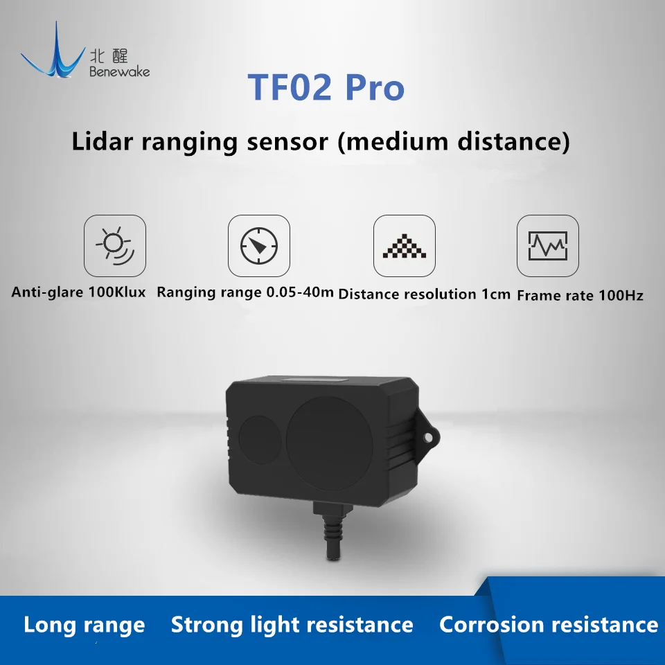 

Benewake TF02-Pro TOF 40 meters Single-point ranging lidar for Intelligent transportation Material level detection and UAV