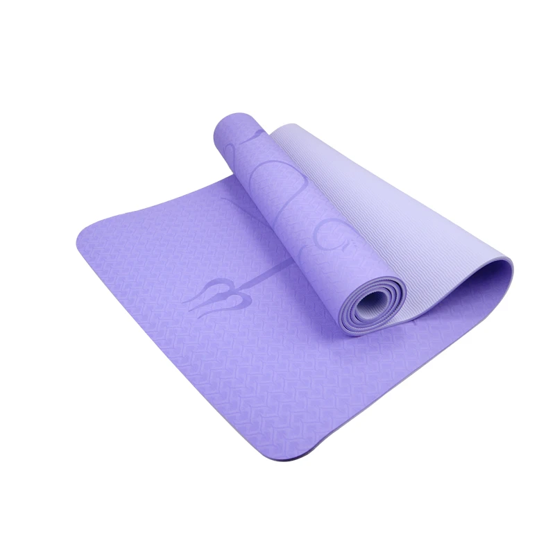 Violet Light Purple ТПЭ 6 мм двухцветный Коврик для йоги с линией тела фитнес нескользящий ковер толстые коврики для пилатеса для начинающих Экологичные коврики для спортзала - Цвет: Violet Light Purple