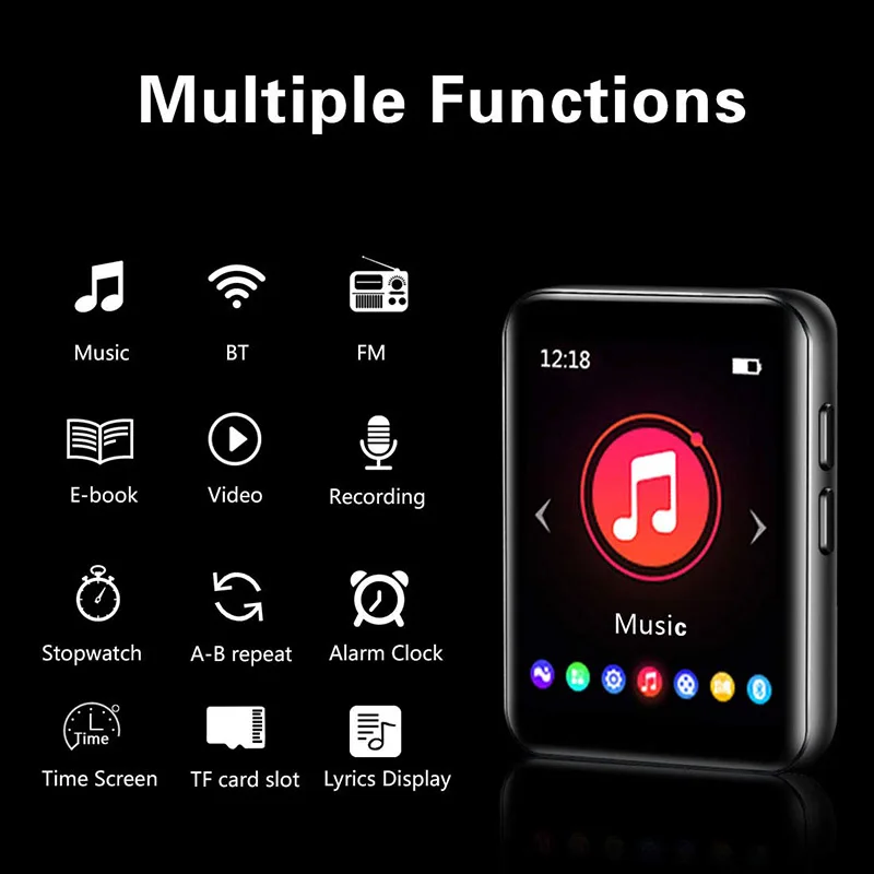 MP4-плеер Bluetooth 5.0 Built-in Динамик Сенсорный экран 1 8 дюймов Музыка MP3 Электронная