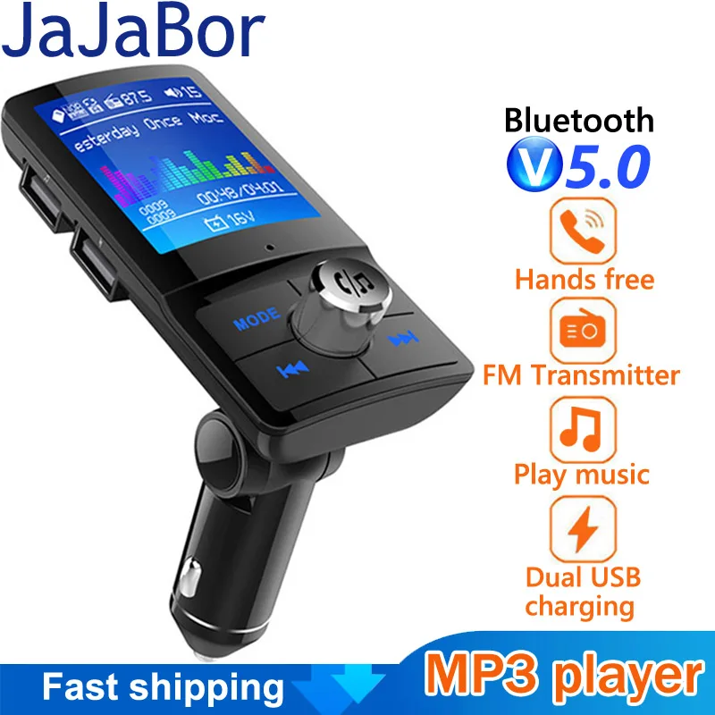 

JaJaBor Bluetooth Carkit Handsfree Support Siri Color Screen AUX Audio Receiver Car MP3 Player QC3.0 Quick Charge FM Transmitter