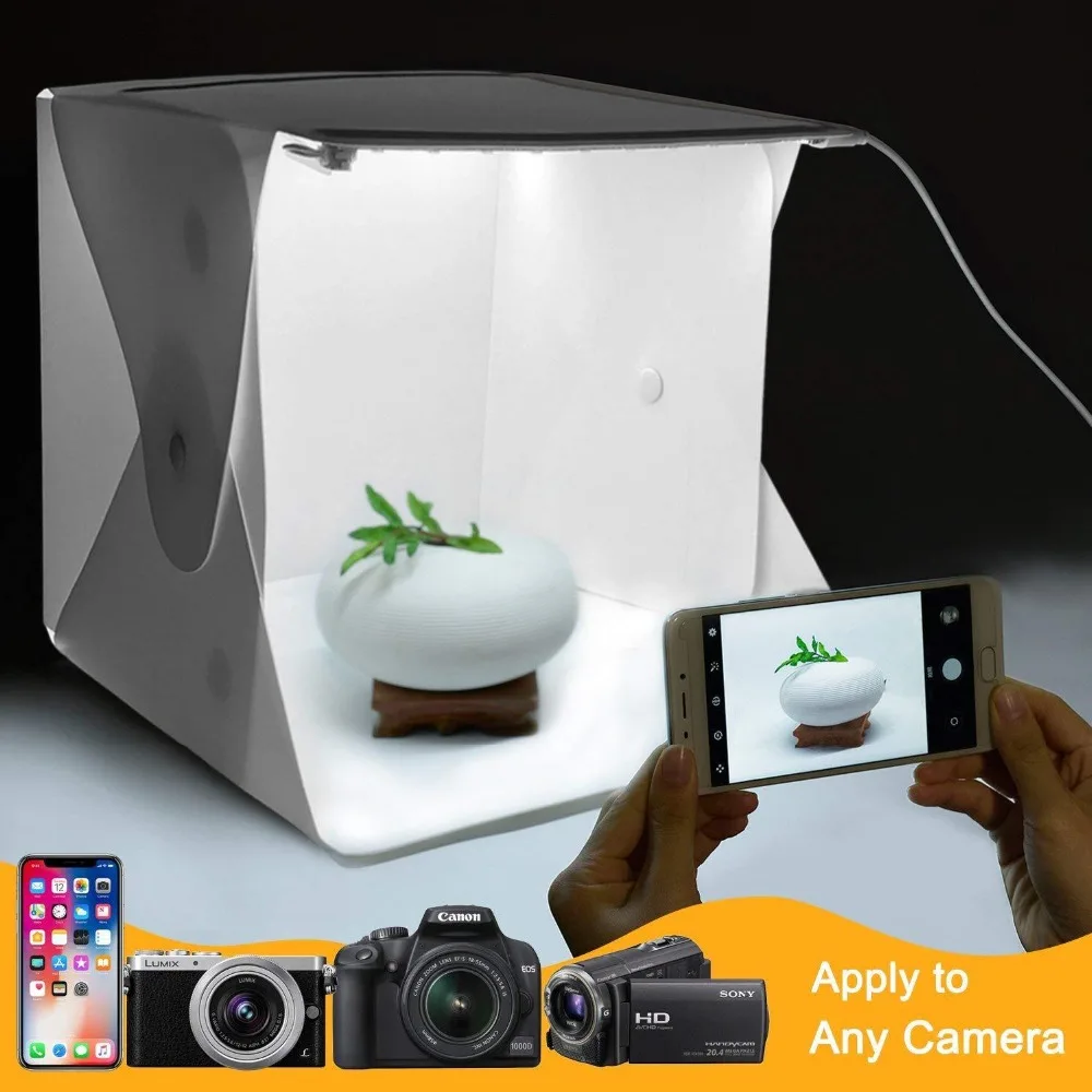 2 LED Folding Lightbox Mini Portable Photography Photo Studio Softbox Adjustable Brightness Light Box Kit For DSLR Camera | Электроника