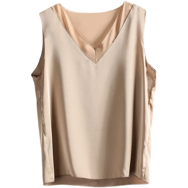 Женская Элегантная блузка однотонная белая атласная шелковая рубашка с