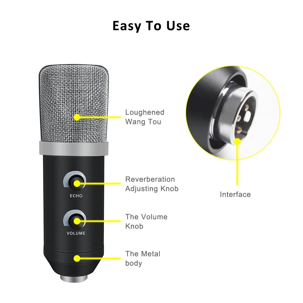 Комплект конденсаторного микрофона MK -F100TL Usb-микрофон для записи с подставкой