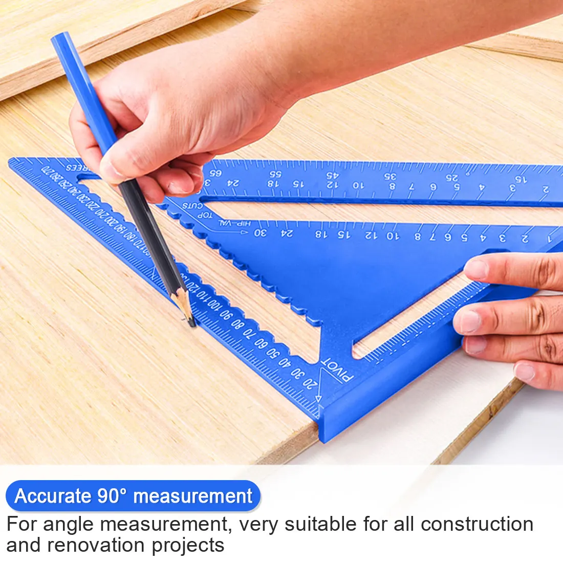 

Measuring Ruler 7/12 inch Angle Ruler Metric Aluminum Alloy Triangular Woodwork Speed Square Triangle Angle Protractor