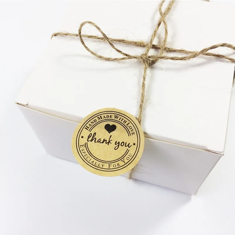 500 шт./лот спасибо Крафт круглые этикетки наклейки ручной работы с любовью