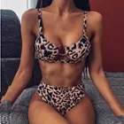 Бикини женское с леопардовым принтом, с пряжкой и пуш-апом, лето 2021
