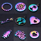 5 шт.лот из нержавеющей стали, великолепные радужные украшения для самостоятельного изготовления ювелирных изделий, оптовая продажа, ожерелье с подвеской в виде сердца, солнца, пальмы, карта, браслет, подвески