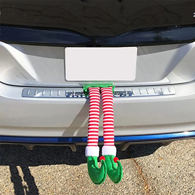 

Newly 45 x 20cm Car Elf Leg Christmas Hanging Ornament Auto Hanging Christmas Decorations CLA88