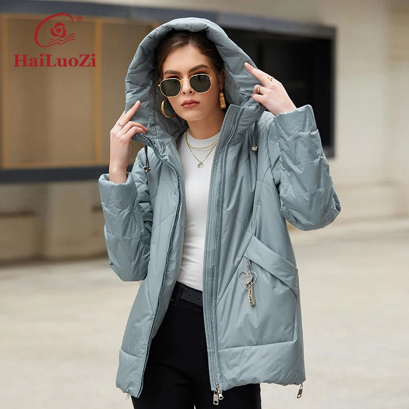 Новинка весенняя куртка HaiLuoZi однотонная тонкая модная женская осенняя