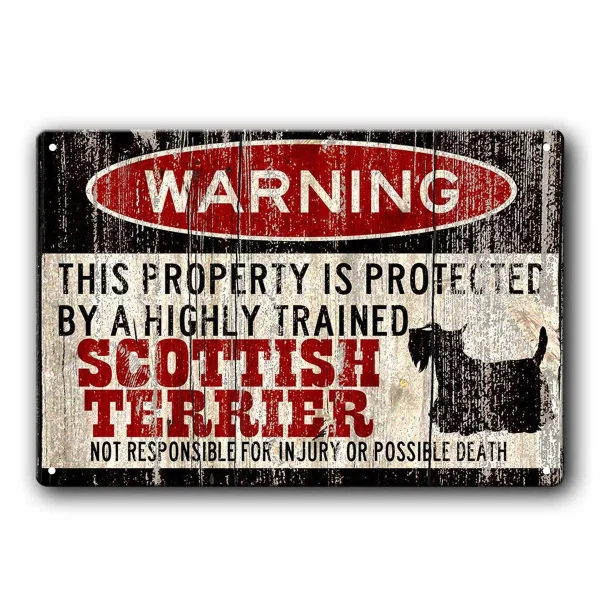 

Funny Scottish Terrier Sign Dog Warning Sign Vintage Tin Metal Sign Bar Club Cafe Garage Wall Decor Farm Decor Art