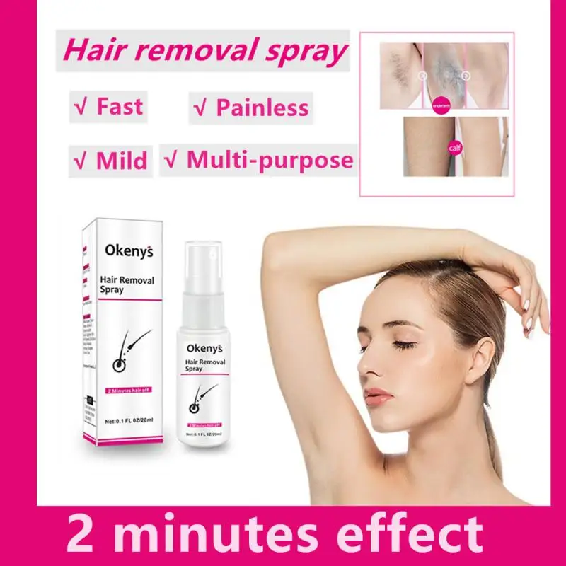 

2 Minutes Effect Painless Hair Removal Spray Hair Growth Inhibitor Prevent Body Hair Growth Armpit Beard Legs Hand Hair Removal