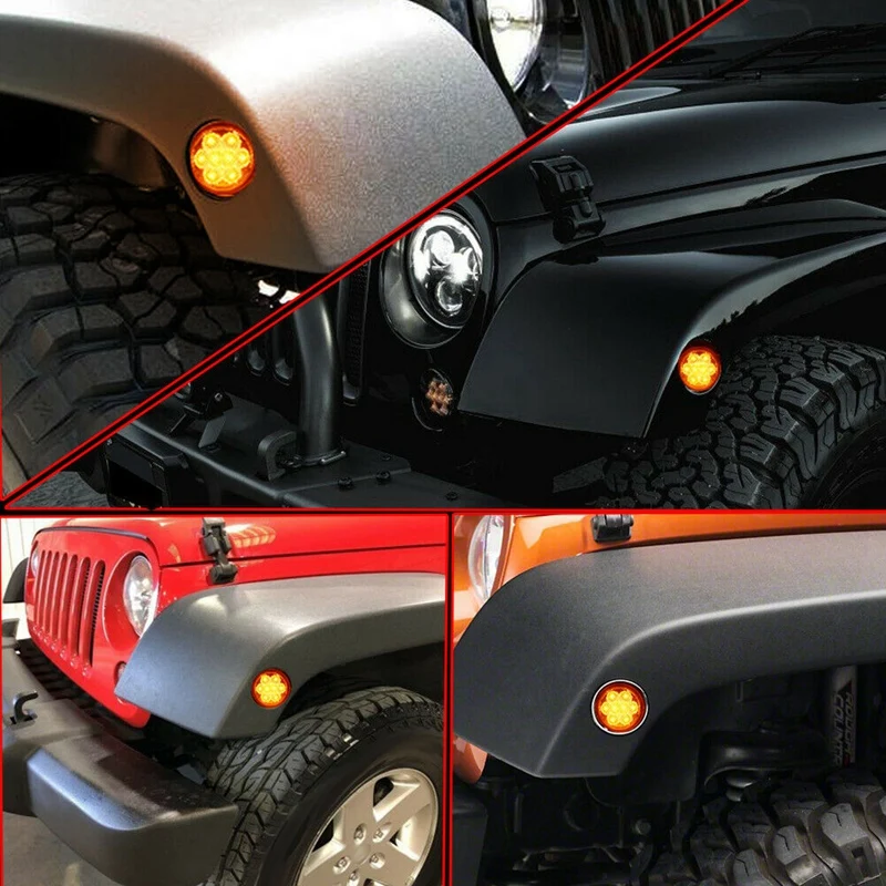 1Pair Car Front Fender LED Side Marker Turn Signal Light Smoke Lens for Jeep Wrangler JK 2007-2018 | Автомобили и мотоциклы