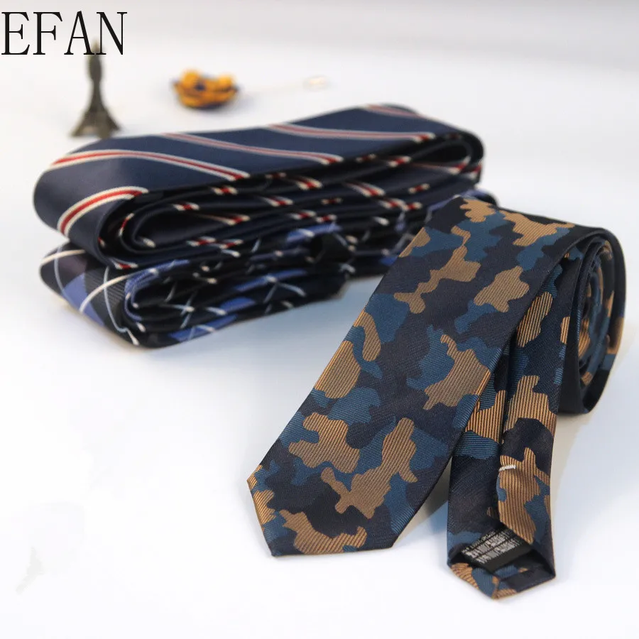 

6cm Men Camouflage Navy Blue Classic Ties for Bridegroom Slim Striped Floral Neck Ties for Wedding Tie Skinny Groom Tie for Men