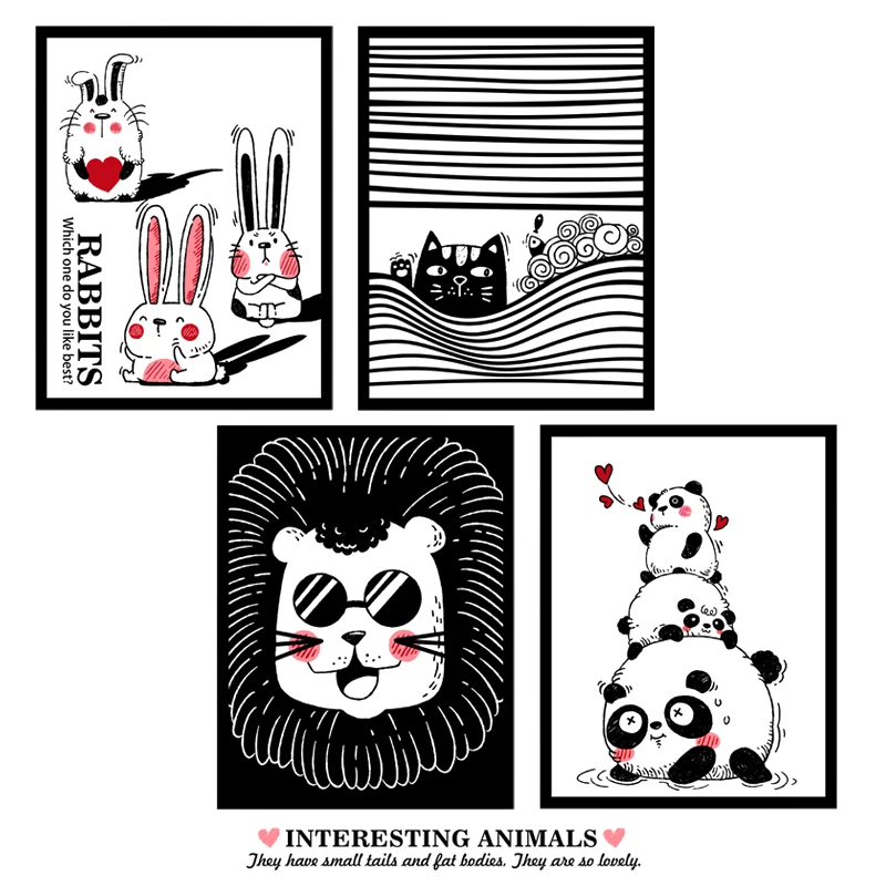 

Cartoon Animal Wall Stickers Kids Bedroom Living Room Creative Sofa Backgrond Wall Self Adhesive Mural PVC Poster